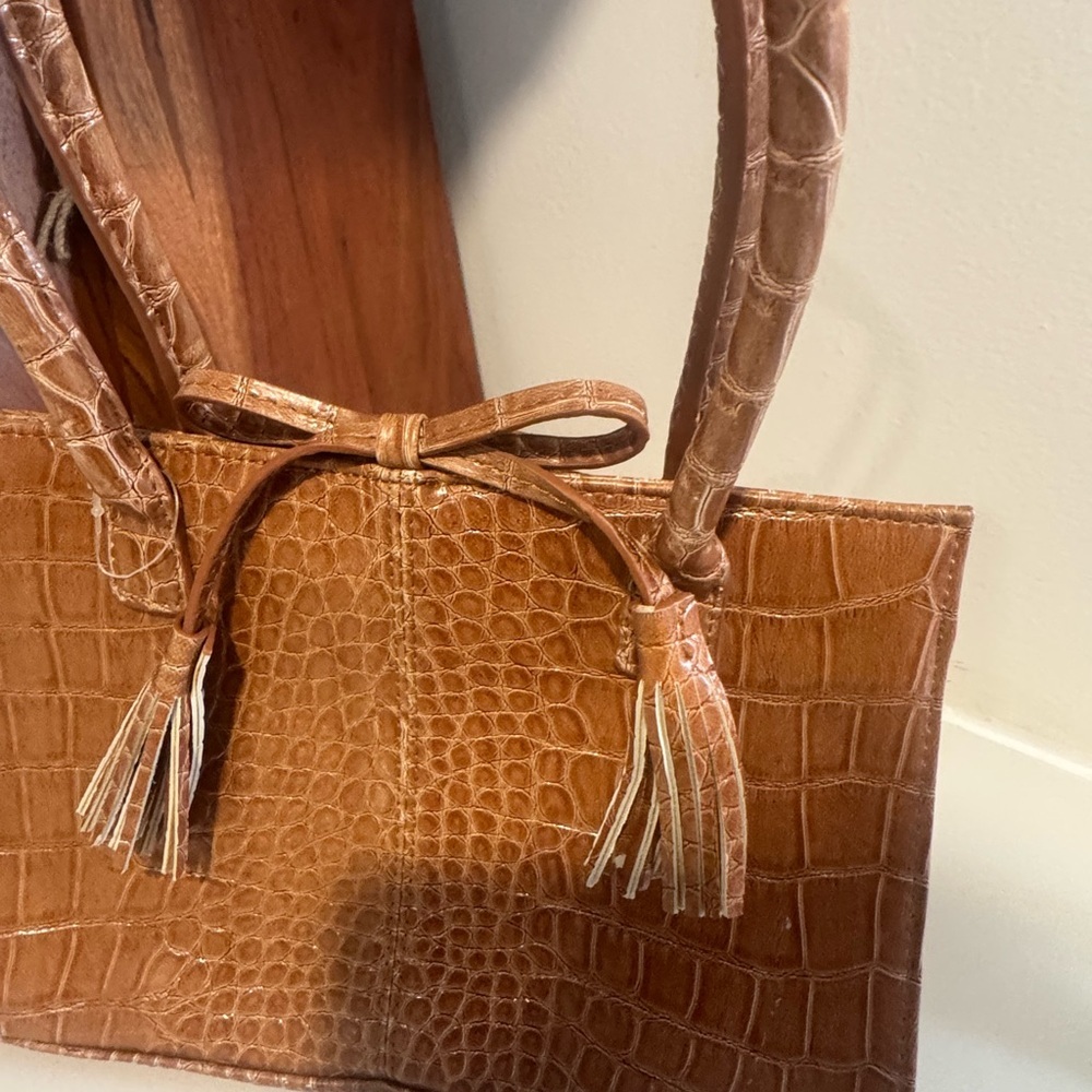 🤎 Vintage Liz Claiborne Croc Embossed Satchel 🤎 - Picture 3 of 4
